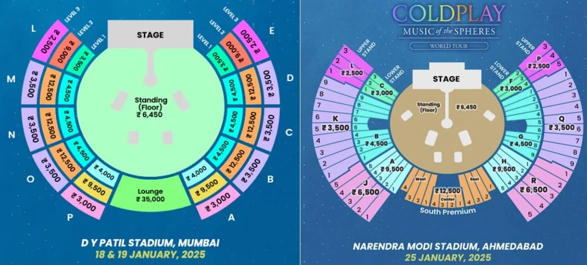 Coldplay India Shows Ticket Prices and Layout