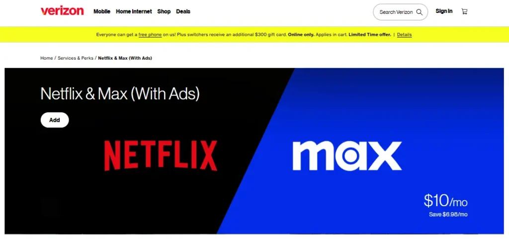 Netflix And Max Bundle by Verizon