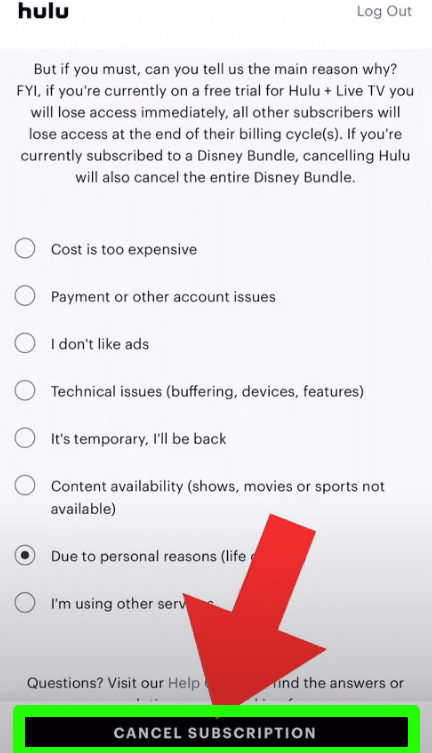 How to Cancel Hulu Subscription Step 5